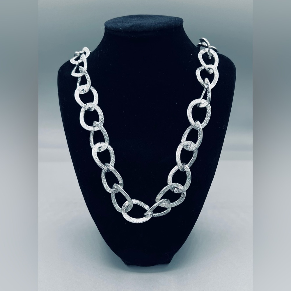 Chunky Silver Chain Necklace lightweight aluminum new vintage chain